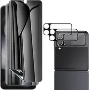 (2Set 4PCS) RUNGOS for Samsung Z Flip 3 Privacy Screen Protector, Front EPU Screen Protector+Back Tempered Glass+Camera Lens Protector, Anti Spy Film for Samsung Galaxy Z Flip 3 Screen Protector 1st