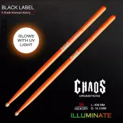 DRUM STICKS CHAOS ILLUMINATE 5A DRUMSTICKS 3 PAIRS FLURO ORANGE - GLOW IN DARK