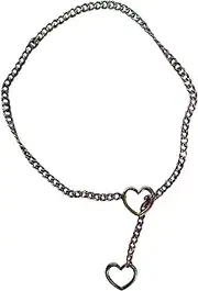 [Generic] O Ring Necklace Heart Chain Choker Chain Choker Gothic Punk O-Ring Necklace | Stainless Steel Jewelry Heart Shape Choker with Cuban Link Chain for Girls and Women, Fare riferimento alla descrizione