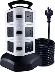 Surge Protector Power Strip with 2 USB Ports, Tower Power Board 2.9M/9.5FT Extension Cord Cable, 11AC Vertical Power Sockets Powerboard for Home Office (3L 11AC with 2 USB)