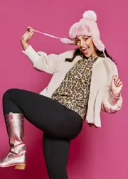 [Virtuelle] Taking Shape Faux Fur Bomber Jacket Size 16 in Vanilla - Plus Size Women's Clothing Vanilla