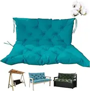 Outdoor Porch Swing Cushion for 2 and 3 Seater Bench with Backrest Waterproof Garden Furniture Seat Cushion with 8 Non-Slip Ties Replacement Pillow for Patio Furniture