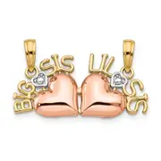 14k Two-tone Gold w/White Rhod BIG SIS-LIL SIS Break-a-part Pendant