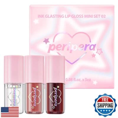 Peripera Ink Glasting Mini Gift Sets Lip Gloss (2.5ml * 3), Long-Lasting Hydr