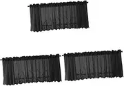 RORPOIR 3pcs Black Short Kitchen Curtain Out Shade Lace Design for Home Decorative