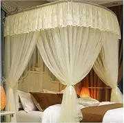 Summer Bed Canopy Mosquito Net, Romantic Bed Curtains for Single and Double Beds with U-Shaped Bracket (Colour: White, Size: 200X220CM) (Color : Yellow, Size : 200X220CM)