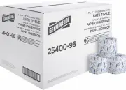Genuine Joe Standard Bath Tissue, 3" X 4", 2-Ply, 400 Sheets/Roll, 96 Count