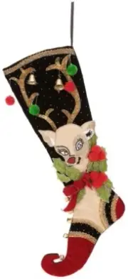 Mark Roberts 2024 Fancy Deer Stocking - 26 Inches NEW Whimsical Christmas