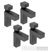 4Set Glass Shelf Bracket, Powder Coated Support for 0.12"-1.38" Glass, Black