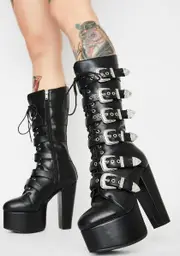 [Lamoda] Warnings Buckle Lace Up Boots