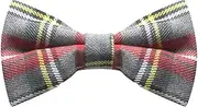 [King & Priory] Boys Light Grey & Red Tartan Pre-Tied Bow Tie, Check, Plaid, Grey, One Size