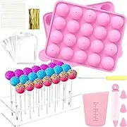 303Pcs/304Pcs Cake Pop Maker Kit,Lollipop Making Kit,Silicone Cake Pop Mold,20 Cavity Silicone Lollipop Molds,Food Grade Cake Pop Mold Set for Kids Adult (304pcs)