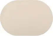 Oval Placemats Set of 4/6, Faux Leather Place Mats, Waterproof and Non-Slip Dining Table Mats for Indoor Outdoor Use(Beige,Set of 4)
