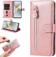 Cover Compatible with Google Pixel 8a 5G,Compatible with Google Pixel 8a 5G PU Leather Card Slot Flip Stand Zipped Wallet Pink