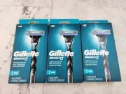 3x Gillette Mach3 3 Blades 3 razor handles 6 cartridges total