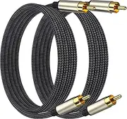 tunghey 2Pack Subwoofer Cable, Dual Shielded Subwoofer RCA Cable Gold-Plated Connector RCA to RCA Audio Cable Nylon Braided RCA Subwoofer Cable for Amplifiers,Home Theater,Hi-Fi Systems (3m)