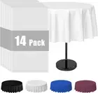 round Tablecloth Disposable 14-Pack 84 Inches White round Plastic Table Cloth fo