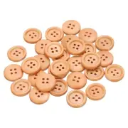 30pcs Wooden Sewing Button 18mm 4 Holes Round Craft Buttons, Light Brown