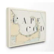 Stupell Industries Cape Cod Beach Vintage Map Word, Design by Artist Daphne P...