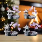 Amethyst Tree Ornament Pond Tower Resin Feng Shui Lucky Tree Craft Mini Retr _ou