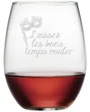 susquehanna Set of Four 21oz Laissez Les Bons Temps Rouler Stemless Wine Glasses