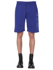 [Alexander McQueen] Alexander McQueen-Shorts With Embroidered Logo-Uomo XS