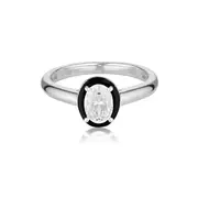 Georgini Reflection Oval Ring Silver & Black Enamel