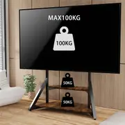 Fin Floor Tv Stand For 65-100 Inch Tv Lcd Led Flat Heavy Duty Tv Mount W/ Wood Shelf