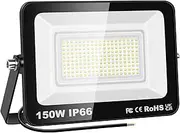 PICAA LED Flood Light Outdoor,150W 15000 Lumens Super Bright 6500K Cold White LED Safety Light, IP65 Waterproof, for Garden, Courtyard, Patio, Square, Factory