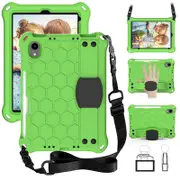 Catzon Hive iPad Case For iPad Mini 6 Durable Stand Cover With Shoulder Strap-GreenBlack