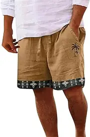 [Generic] Men Baggy Shorts Fashionable 3D Coconut Tree Printed Beach Trendy Shorts Compression Shorts for Men