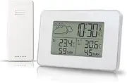 JSEIAJB Digital Alarm Clock Weather Station Sensor Hygrometer Thermometer Watch LCD Time Desktop Table Clocks(White-Strawberry Cake9)