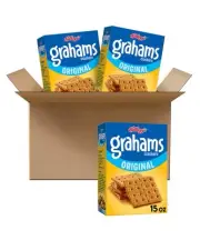 Kellogg's Original Graham Crackers 15 Ounce Pack of 3 Sweet Crispy Snack