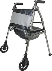 Signature Life Elite Travel Walker, Lightweight Folding 2 Wheel Rolling Walker for Seniors with Swivel Wheels
