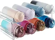 Lifewit Stackable Water Bottle Organizer/Holder for Cabinet Fridge, Kitchen Pantry Organization and Storage, Plastic Wine Racks, Tumbler Travel Mug Cup Holder, 2Pack, Hold 8 Bottles