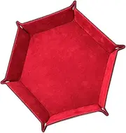 SAFIGLE Leather Hexagon Dice Tray Collapsible Storage Box for Electronics Keys Jewelry