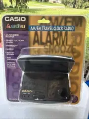 Casio Audio TR-101CP Black Plastic Am/fm Travel Digital Clock Radio Brand New
