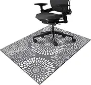 Office Chair Mat for Hardwood & Tile Floor 36"x48",Boho Grey Computer Rolling Chair Mat Carpet Under Desk Non Slip Mandala Gaming Rug Low-Pile Large Protector Mat