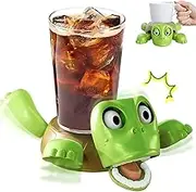 Turtle Cup Holder Funny, Screaming Sea Turtle Coaster with Funny Expression,Coffee Table Cute Animal Mug Mat for Home Accessories Kitchen Decor, Gag GIF t for Tortoise Lover (Light Green)