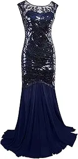 [Vijiv] 1920s Long Prom Dresses Sequins Beaded Art Deco Evening Party V Neck Back