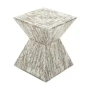 Litton Lane End Accent Table 16" W, Handmade Hourglass Shaped Medium Square Wood