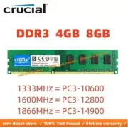 CRUCIAL DDR3 8GB 16GB 32GB 1333 1600 MHz Desktop RAM Memory DIMM 240pins DDR3