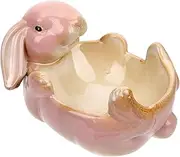GAROZATION Ceramic Trinket Tray Rabbit Statue Key Holder Phone Tray for Entryway Decor