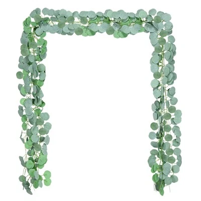 6-Pack Artificial Eucalyptus Garland with 72 Leaves 6.9Feet [Grey White Green}