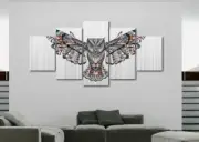 Owl Home Decor Canvas 5 Panel Wall Art Hanging Painting Living Room Bird Picture