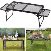 Outdoor Folding Grid Table Iron Mesh Table Outdoor Picnic Folding W /Side Table