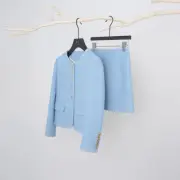 Spring New Short Top Women's French Commuter Coat Crew Neck Skirt Set Suit 2pcs
