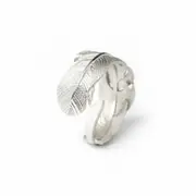 4PCS Silver plating Open Feather Ring Adjustable Size Girl Jewelry Fashion Tide Flow Jewelry