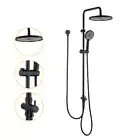 Decaura 10" Rain Shower Head Set Sliding Rail Hose with 3-Mode handheld Black
