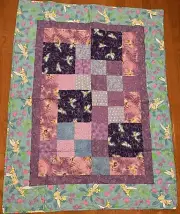 Hand Made Tinker bell Baby Quilt - Crib Size - 100% Cotton - New